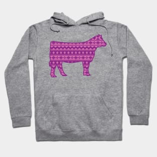 Farm Girl Show Heifer with Pink Southwest Pattern Hoodie